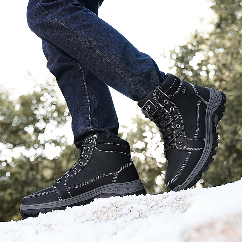 Men Boots Winter Leather Snow Boots Outdoor Non-slip