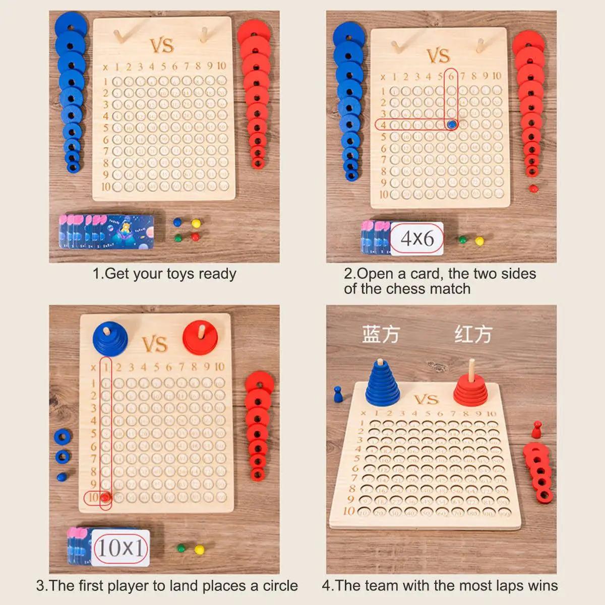 Wooden Math Multiplication Board Montessori Counting Toy Kids Early Learning Educational Toys Interactive Game for Children Gift 5