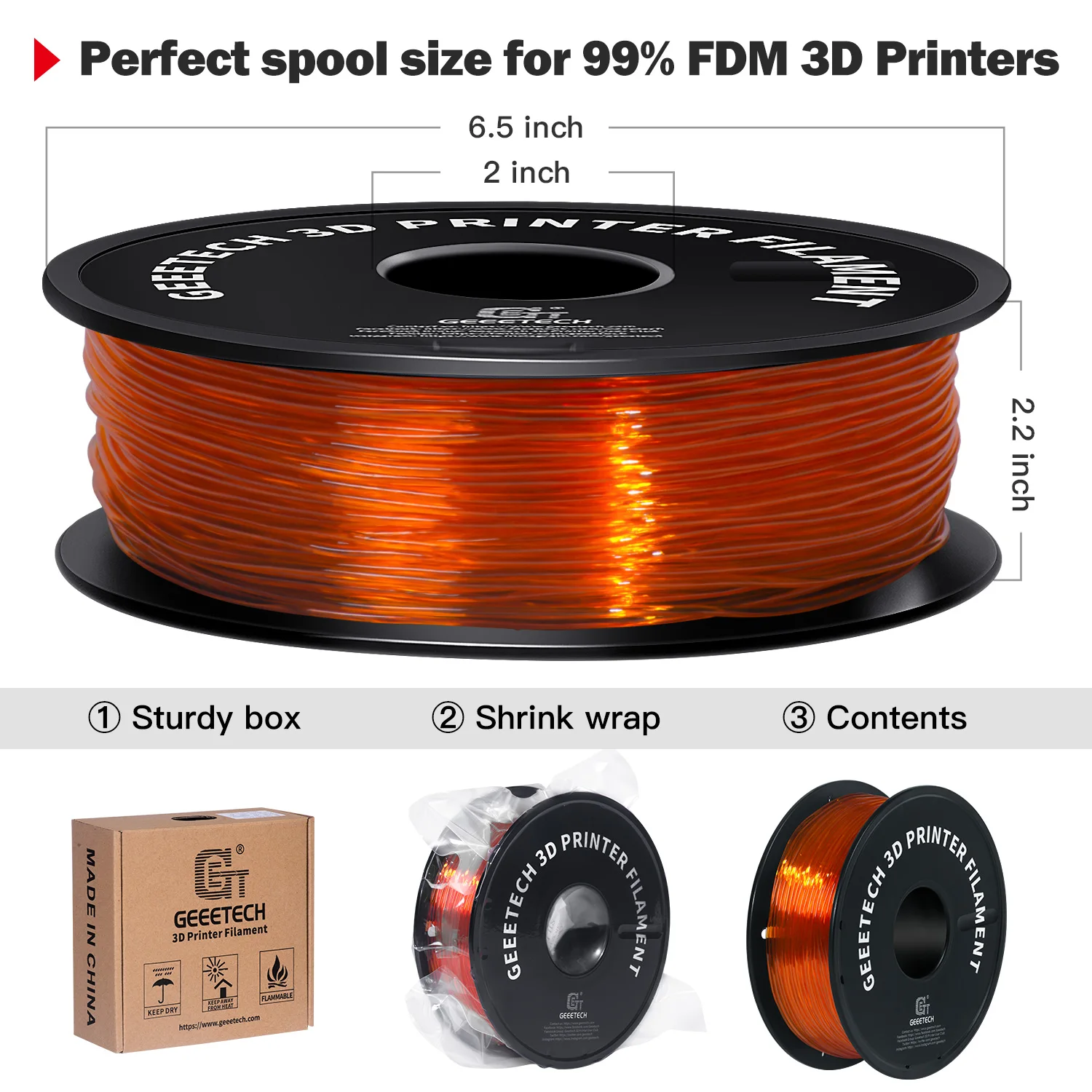 Flexible TPU 3D Printing Filament - 1KG Spool - 1.75mm Diameter - Fast International Shipping