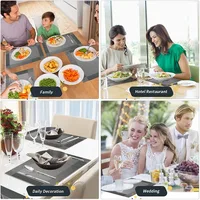 Set of 6 Placemats With Coasters Black Table Mats Crossweave Woven Vinyl Non-Slip Washable for Table Dining Kitchen Restaurant 6