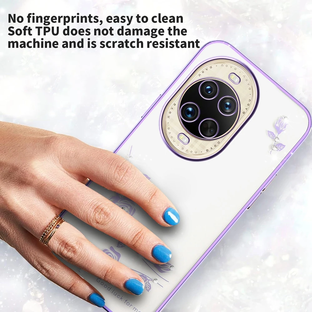Radiant Rhinestone Glitter Transparent Phone Case with Soft TPU Back Cover