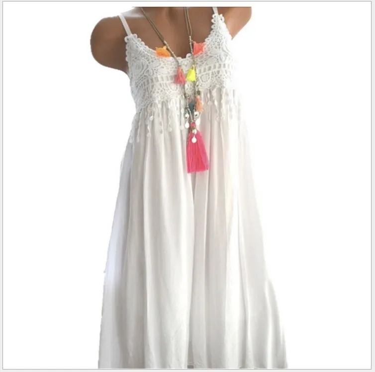 Solid Color Spaghetti Strap Dresses Women Sexy V-neck Lace Edge Patchwork Mini Dress Lady Trendy Streetwear Vestidos Summer New