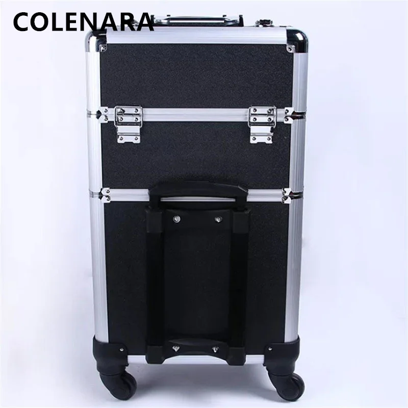 COLENARA New Luggage Women's Large-capacity Trolley Bags Fashion Beautician Makeup Case Removable with Wheels Rolling Suitcase