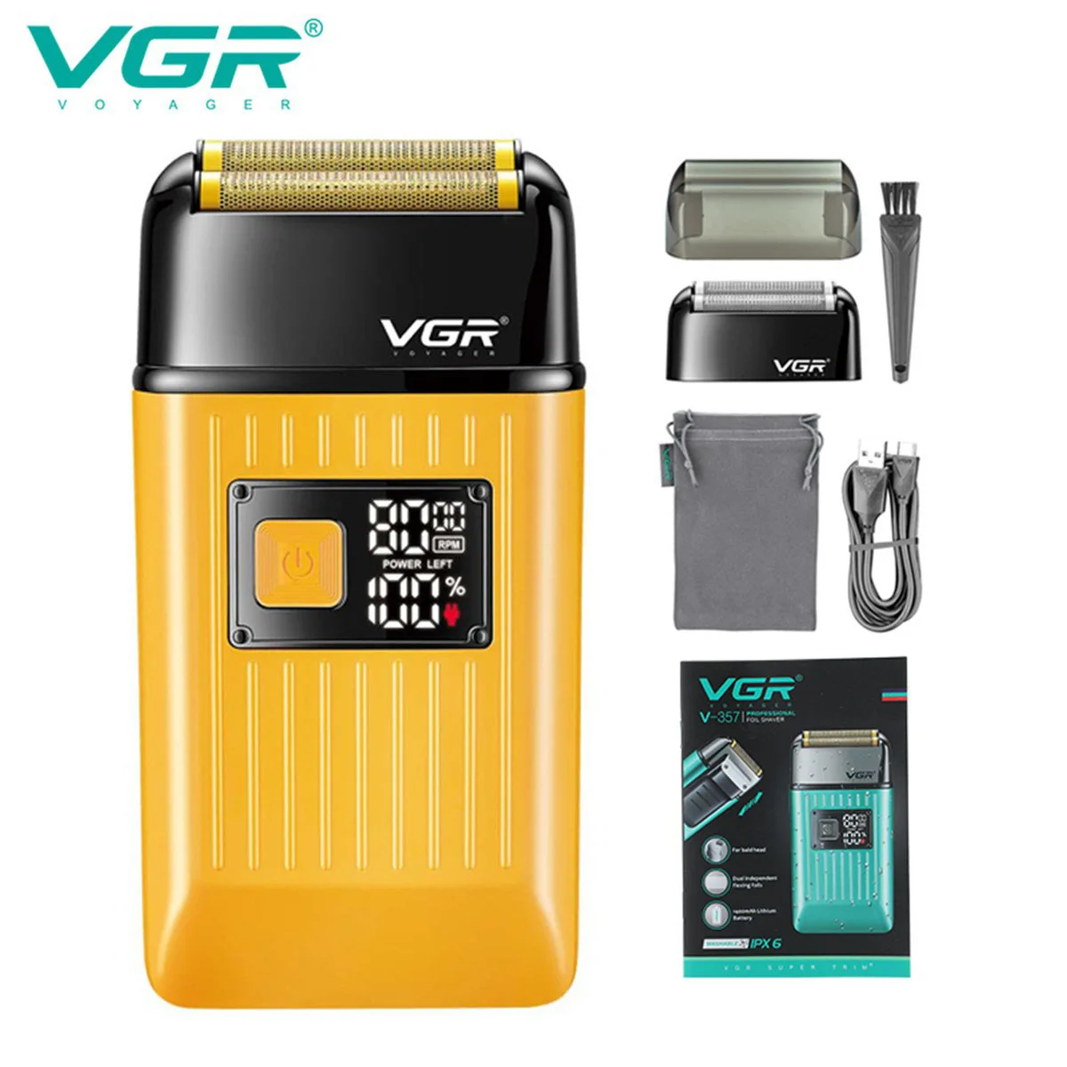 ماكينة حلاقة VGR للرجال IPX6 لغسل الجسم شاشة ديجيت...