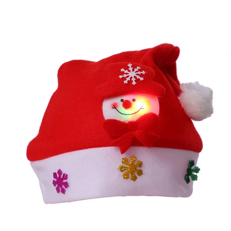thumbnail image 1 of Gorros navideños con luces LED, gorro de Papá Noel, muñeco de nieve, alce, para jardín de infantes, fiestas en casa, regalo de Navidad para niños y adultos, decoración para fiestas, 1 of 5