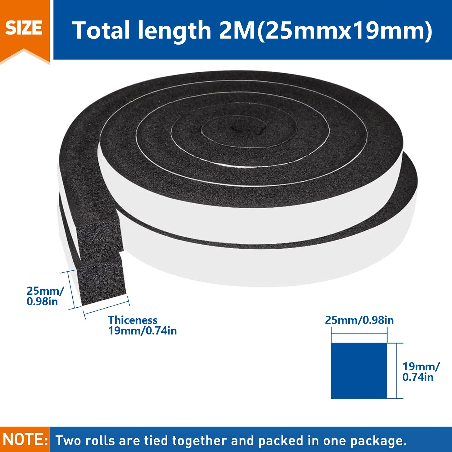 Adhesive Foam Weather Stripping 2 Rolls 1 Inch X 0.75 Inch X 6.5ft Air Conditioner Window Seal Open Cell High Resilience