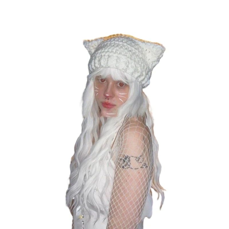 

New White Kitten Hats Headdress Photo Props Handmade Headwear Accessories