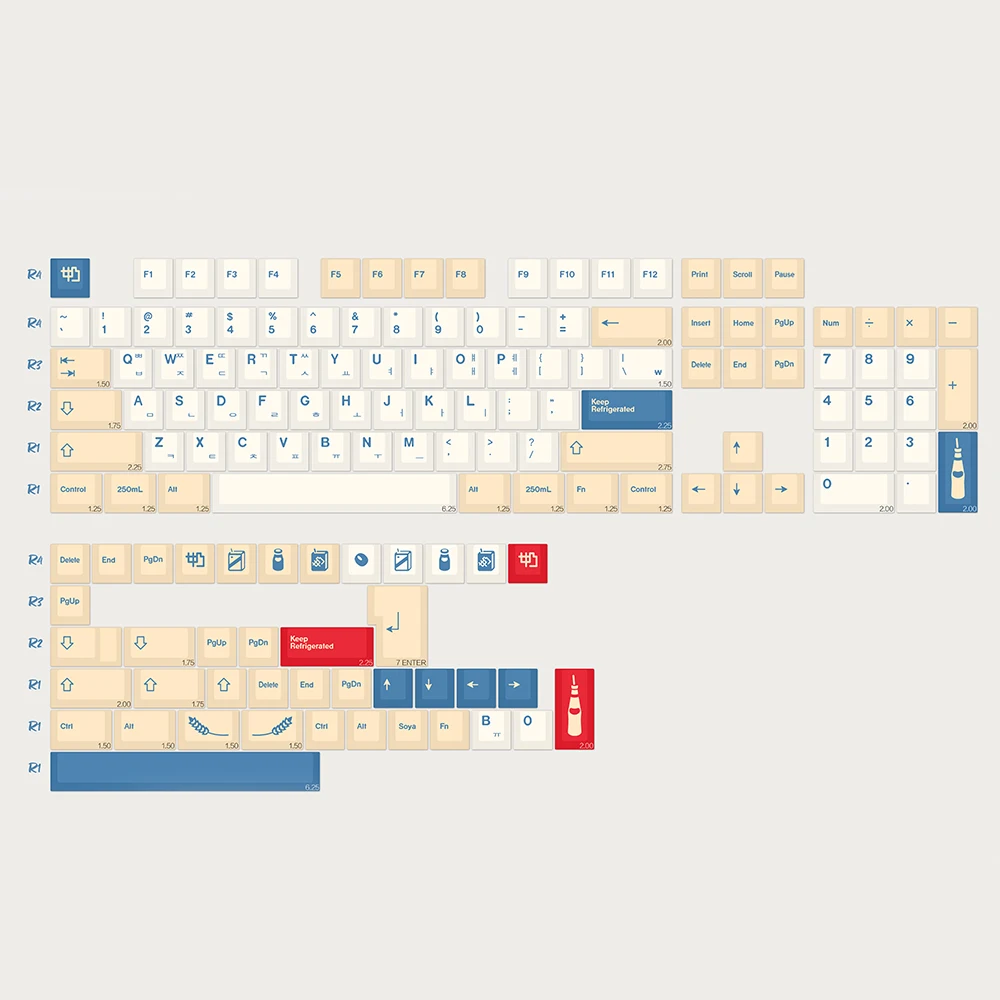 Kbdiy-gmk Leite de Soja Keycap Kit Teclado Mecânico Faça Você Mesmo Personalizado Pbt Xda Cereja Iso Japonês Coreano Oem - Imagem 6
