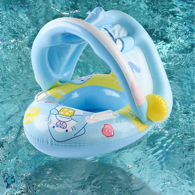 1PC Blue & Pink Thickened Inflatable Seat Ring with Underarm Float Design, Summer Pool & Beach Party Essential for Kids 4