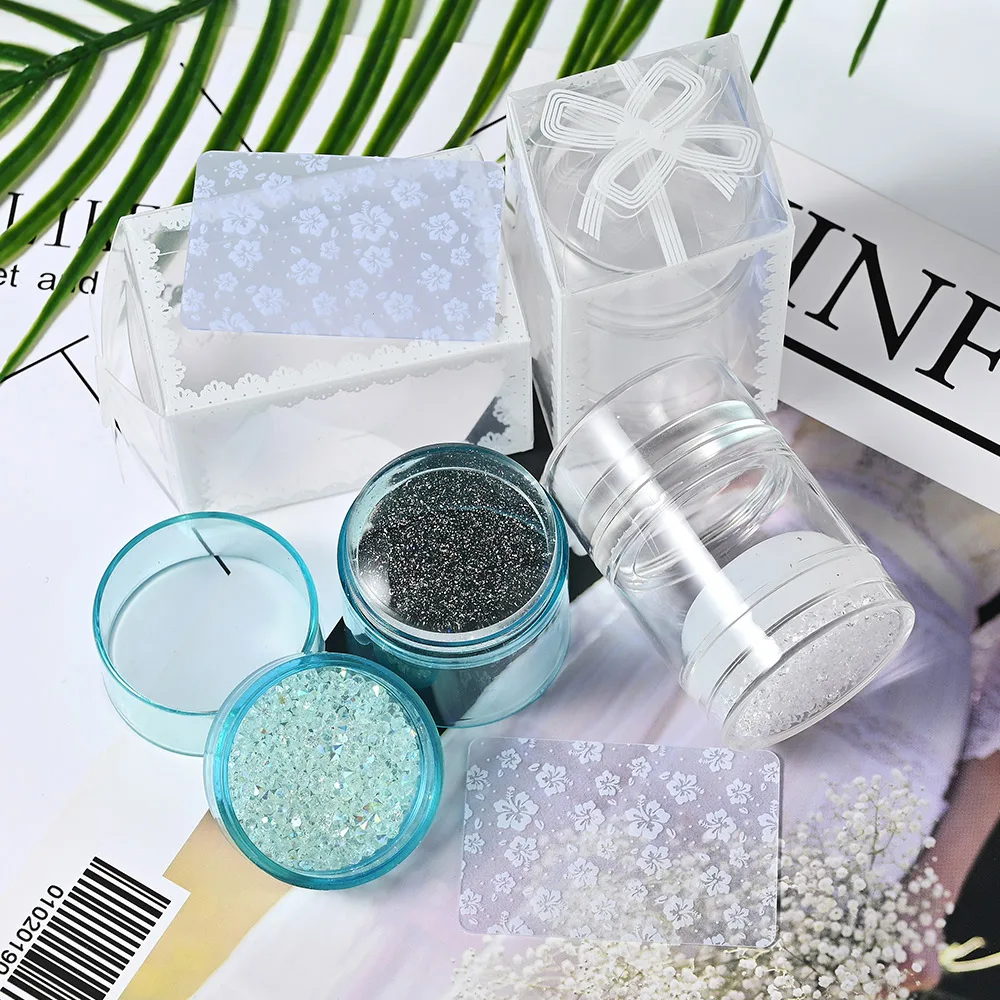 1pc Double Head Clear Jelly Dual Silicone Nail Art Stamper Seal with Scraper Soft Nail Stampers Manicure Stamping Tools With Box 2