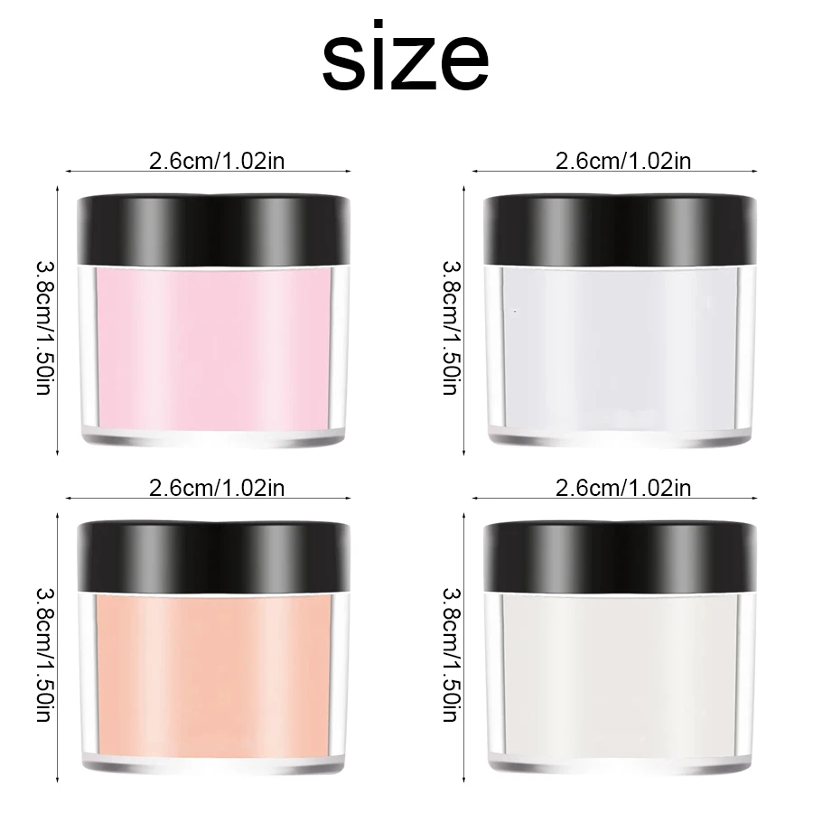 1/4pcs Nail Acrylic Powder White Clear Pink Nude French Acrylic for Extension Crystal Nail Glitter Tip Carving Tool nail powder acrylic nail powder