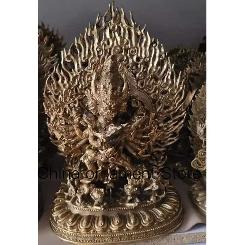 

12'' China Tibet Yamantaka Lord of Hell Bull Head Buddha Bronze Statue 30cm