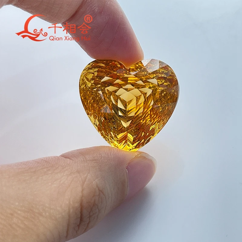 52.46ct Natural Citrine Heart Shape Gemstone Millennium Cut Loose Stone for Jewelry Making with GRC Certification