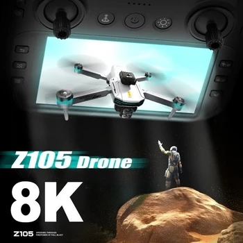 Drone Z105 Originale con Doppia Fotocamera 8K HD 4K Professionale, Regolazione Elettrica, Posizionamento GPS, Evitamento Ostacoli, Quadricottero Brushless Giocattolo