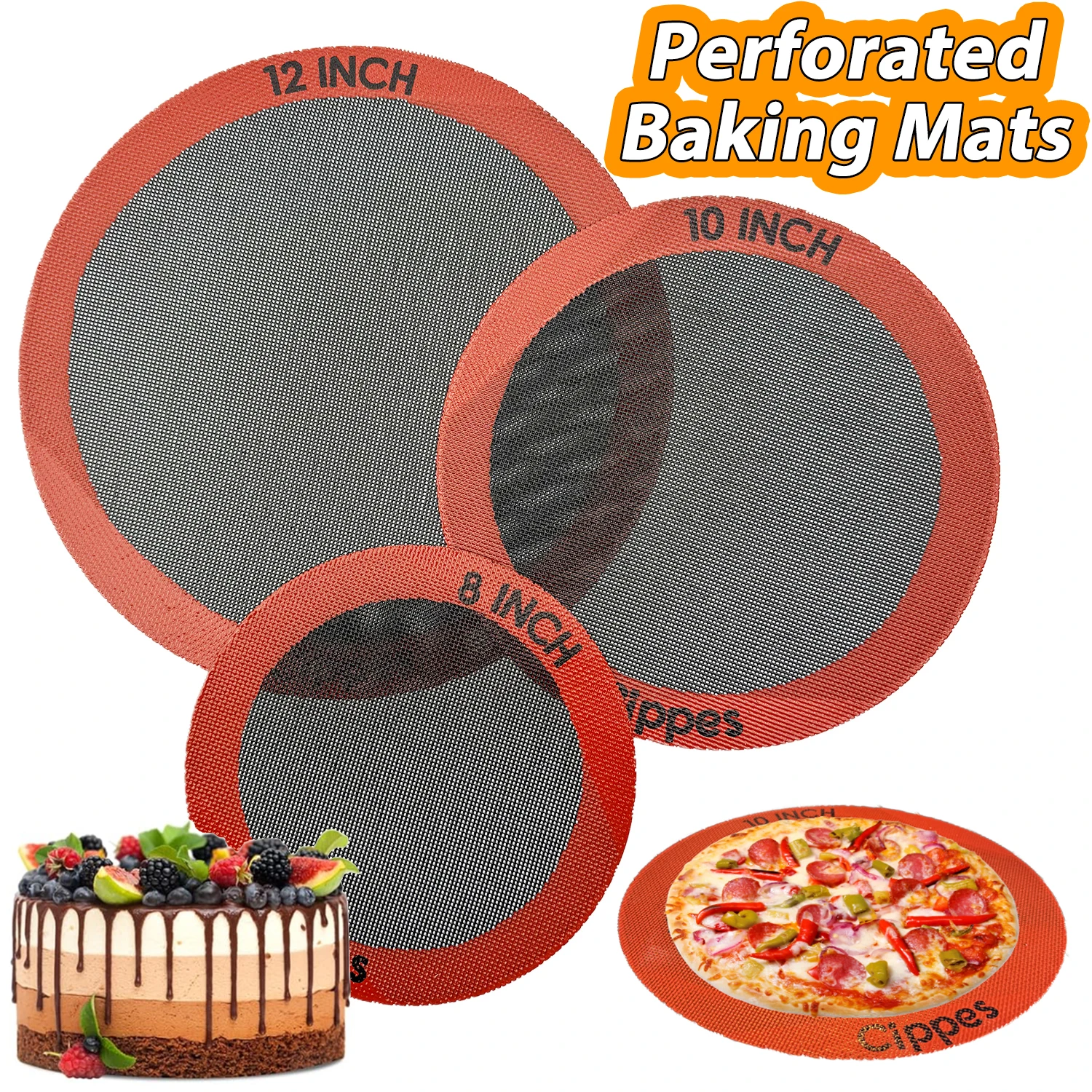 Round Silicone Perforated Baking Mat 1 / 3PCS Non-Stick Reusable Pizza Bread Cake Pan Air Fryer Oven