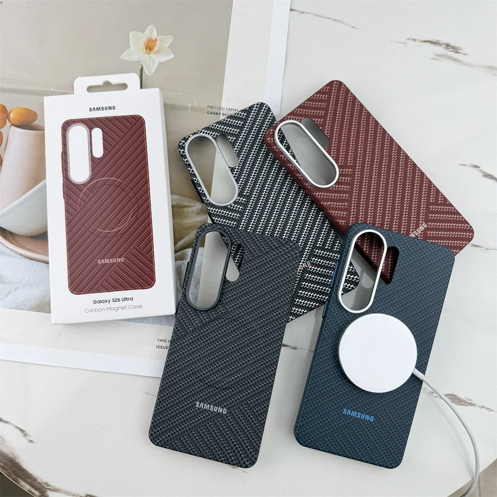 Ultra Thin Carbon Fiber Texture Magnetic Case with Alloy Lens Protection