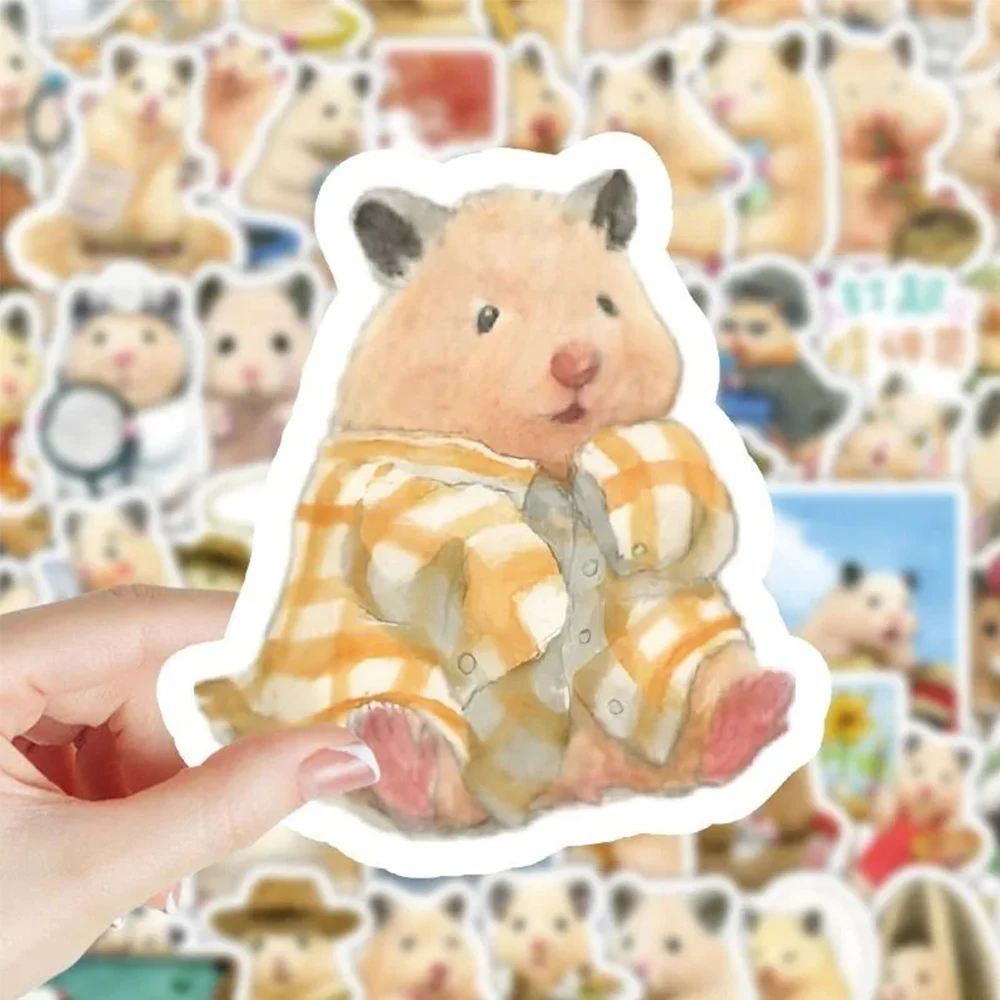 10/30/50/100pcs Cute Hamster Cartoon Animal Sticker Graffiti Guitar Phone Stationery Waterproof Kawaii Kids Sticker