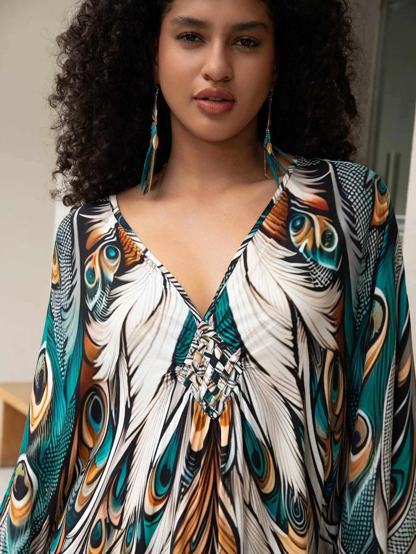 KAICAILA Vestidos Caftán De Talla Grande Para Mujer, Kimono Con Estampado Floral Bohemio, Cuello En V, Murciélago, Mumu, Ajuste Holgado, Salida De Baño, Vestido Largo, Ropa De Playa Para Vacaciones