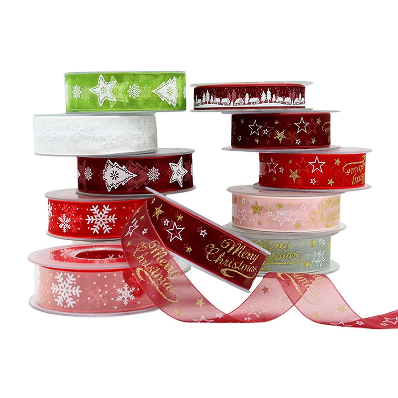 5M 10mm 15mm 25mm Christmas Satin Ribbons Crafts DIY Tape Wedding Gift Bows Natural Organza Ribbon Sewing Clothing Decoration satin ribbons ribbon decoration ribbon supplies satin ribbon sewing ribbon christmas ribbon organza ribbon