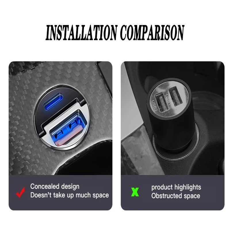 Car Charger Adapter Car Fast Charger USB Type-C Ports Power Adapter Accessories For Mercedes Benz AMG W203 W206 W220 W205 W211 W212 W201 W210 W108