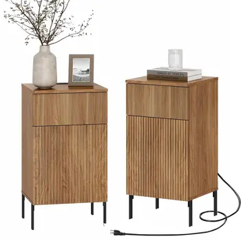 Tall Fluted Nightstand Set 1