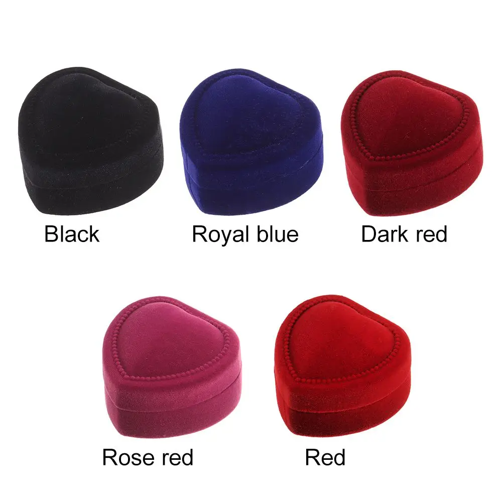 Fashion Velvet Ring Box Engagement Wedding Party Valentine's Day Jewelry Case Heart Boxes Earrings Holder Couple Lover Gifts