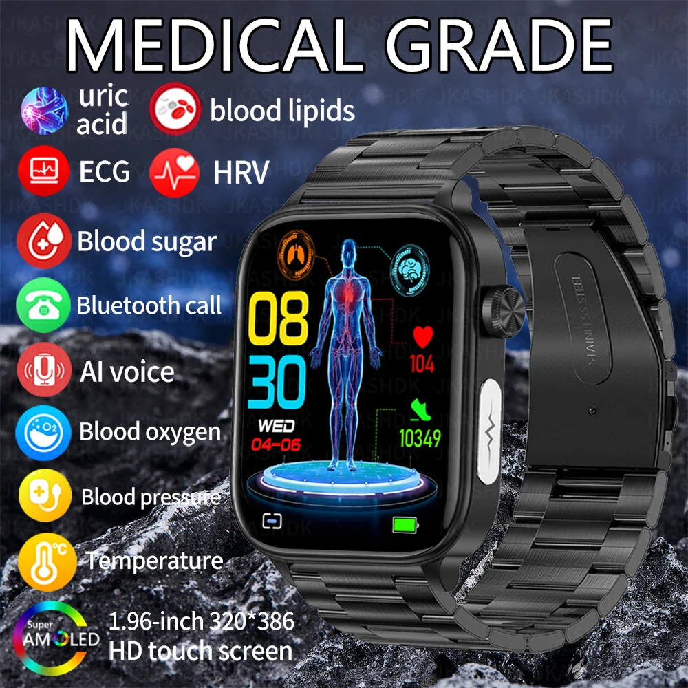 Ecg + Ppg Blood Lipids Blood Glucose Smart Watch Per Uomo Fitness Tracker Bluetooth Call Clock Smartwatch Per La Salute Dell'Acido Urico 2024 Nuovo