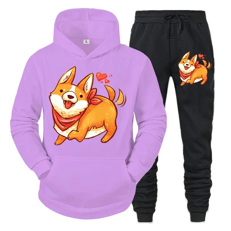 thumbnail image 1 of Conjunto de ropa deportiva con estampado de animé Shiba Inu para hombre, sudadera y pantalones con estampado de perro y animal, conjunto de 2 piezas, sudaderas y chándales divertidos para hombre, 1 of 5