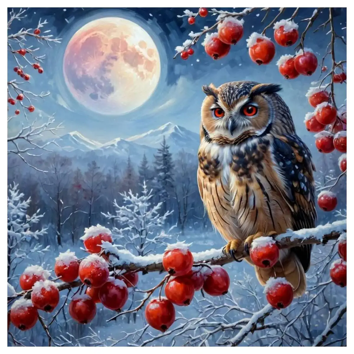 Das Winter-Eulen-Kreuzstich-Set DIY 11CT/14CT Stickerei als Geschenk mit Öko-Baumwollfaden DIY