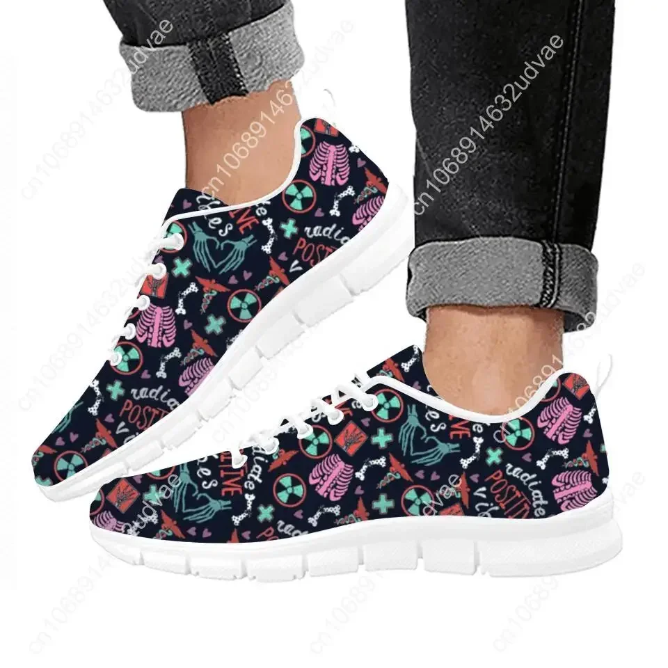 Women's Radiographer Sneakers Wear-Resistant Casual Shoes Medical Print Nurse Shoes Lightweight Lace up Tennis Shoes