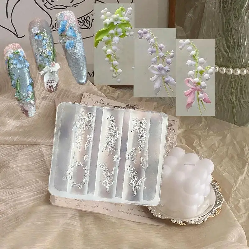 3D 백합 꽃 네일 실리콘 몰드 DIY 네일 아트 장식 조각 디자인 매니큐어 템플릿
