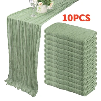 Chemin de Table en gaze style Boho, 10 pièces, 40x270cm, chemin de Table romantique pour mariage, réception nuptiale, fête d'anniversaire 1