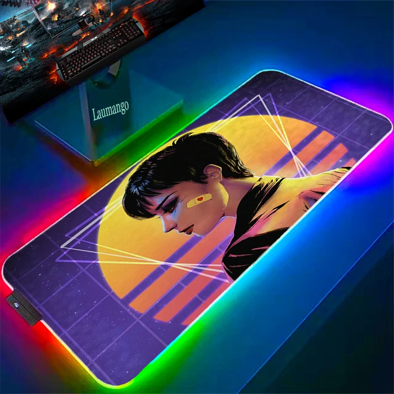 

Mousepad RGB Mouse Pad Xxl Retrowave Deskpad Backlight Computer Table Pc Gaming Computers Desk Carpet Gamer Keyboard Backlit Mat