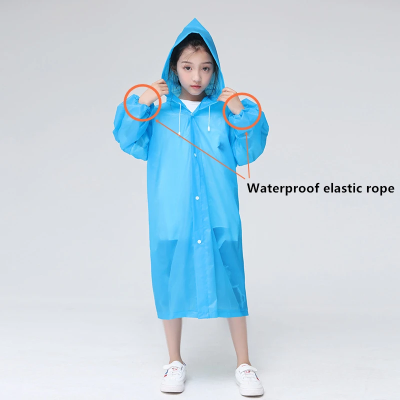 Fashion EVA Children Raincoat Thickened Waterproof Rain Coat Kids Clear Transparent Tour