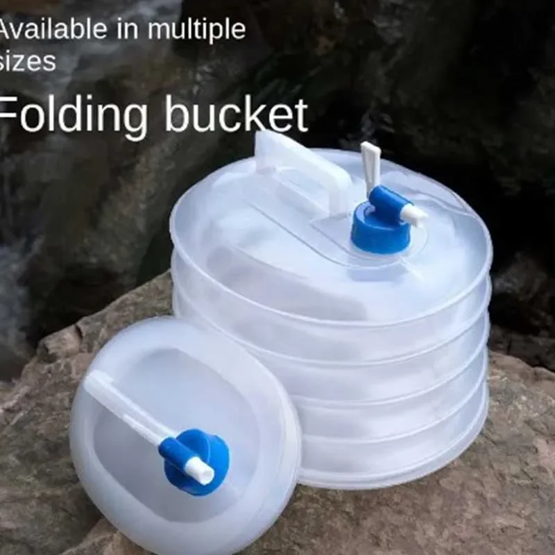 Folding Bucket Water Storage Bag Outdoor folding bucket car kettle car shrink portable water storage tank water bag with faucet household storage bucket