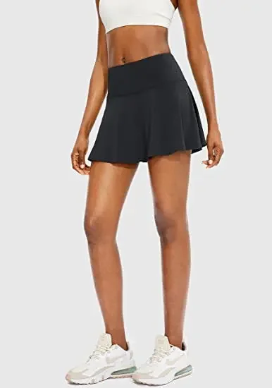 Women's New Naked Backing Anti-exposure Body-building Pleated Half-length Sports Tennis Skirt