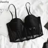 Spicy Girl Style Thin Fishbone Vest Bras Bowknot Seamless Underwear for Women Transparent Close-fitting Push Up Bra Party