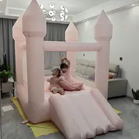 Small Inflatable Bounce House for Toddlers 1-3 Kids Pink Castle Party Theme Bounce House with Durable Safe Sewn Indoor Outdoor 1