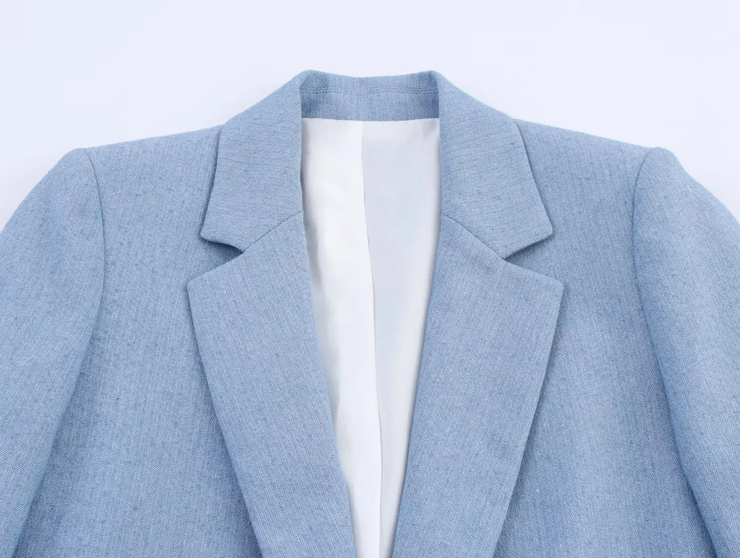 Women's Solid Straight Leg Long Pants Sets Or Female OL Single Button Short Blazer Coat Or Commuting Style Women blue Long Pants