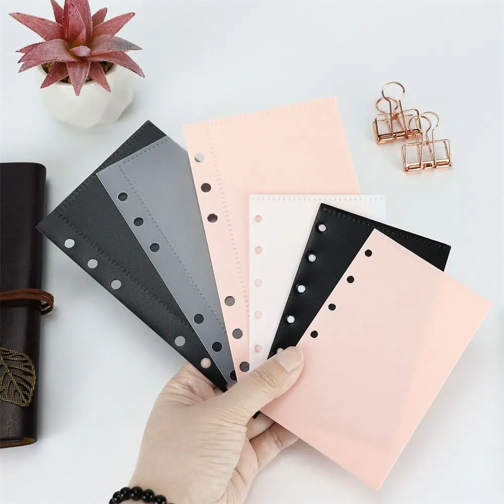 

5Pcs A6 Pink Transparen Black Binder Pockets Binder Folders for Notebook Divider Page Waterproof PVC Leaf Document Filing Bag