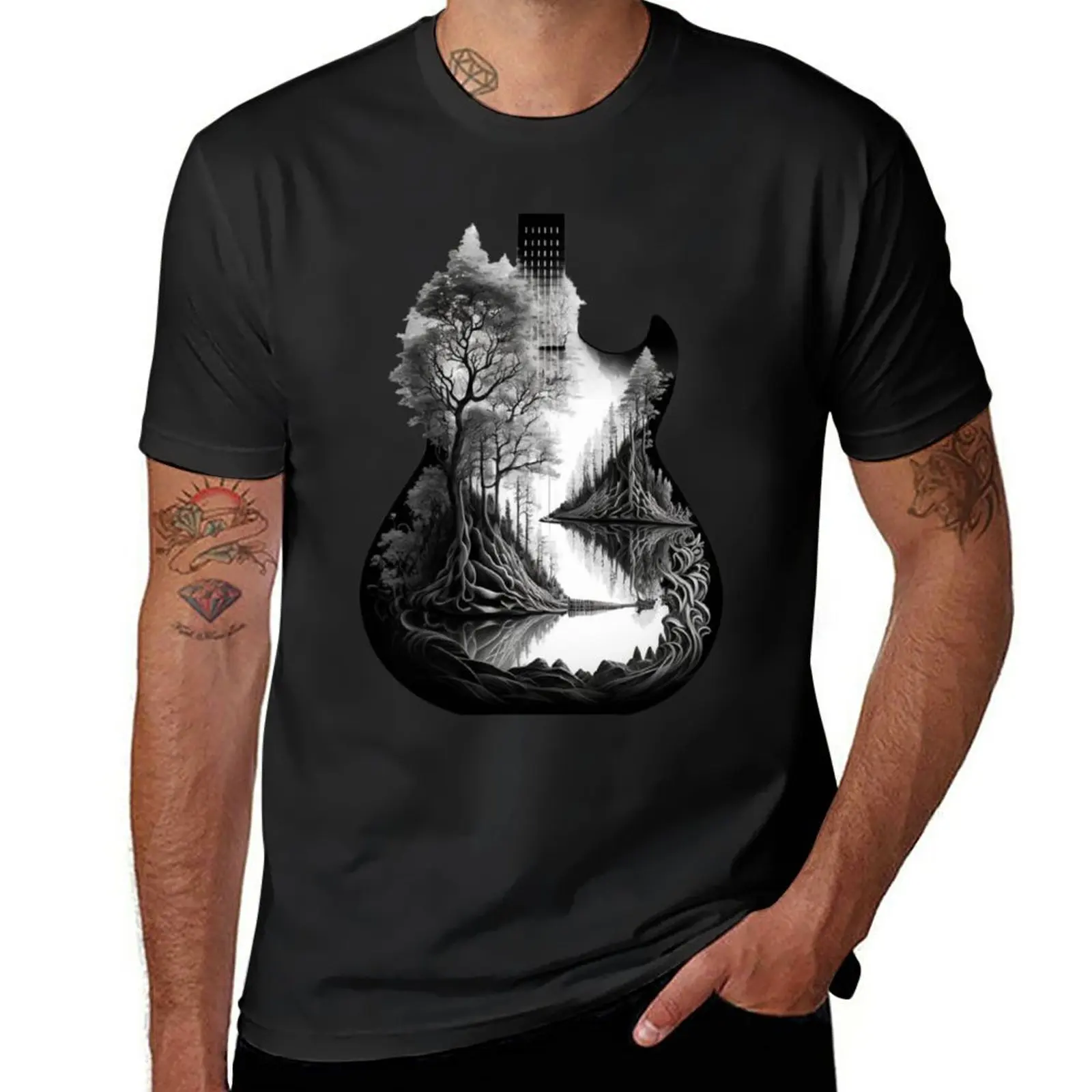 New Nature Guitar T-Shirt sports fan t-shirts quick-drying t-shirt mens champion t shirts