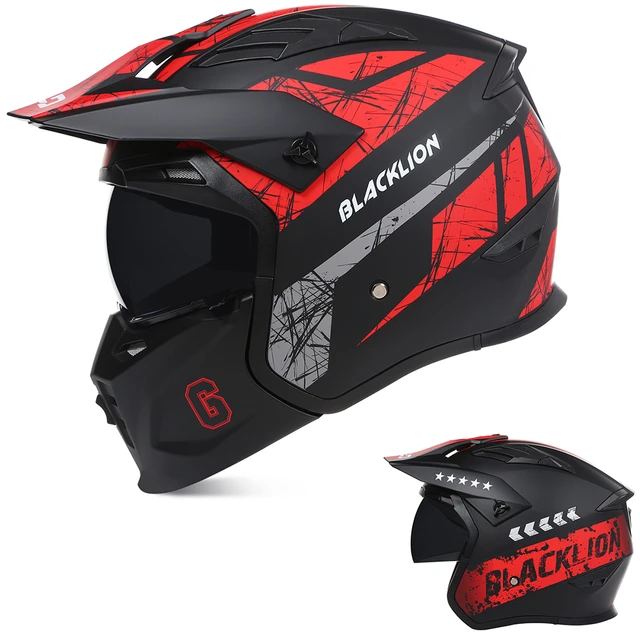 Casco de motocicleta de carreras de Motocross, cascos deportivos Retro de  alta calidad, Unisex, de cara completa, abatible hacia arriba - AliExpress
