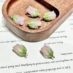 Tulip Gel Heat - Shrinkable Flower Bud Pendant for DIY Jewelry Making - Set of 5 (Pink)