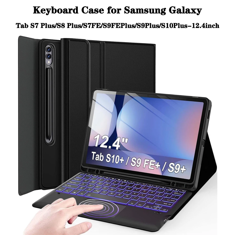 Detachable 12-Inch Tablet Keyboard Case with 7-Color Backlit