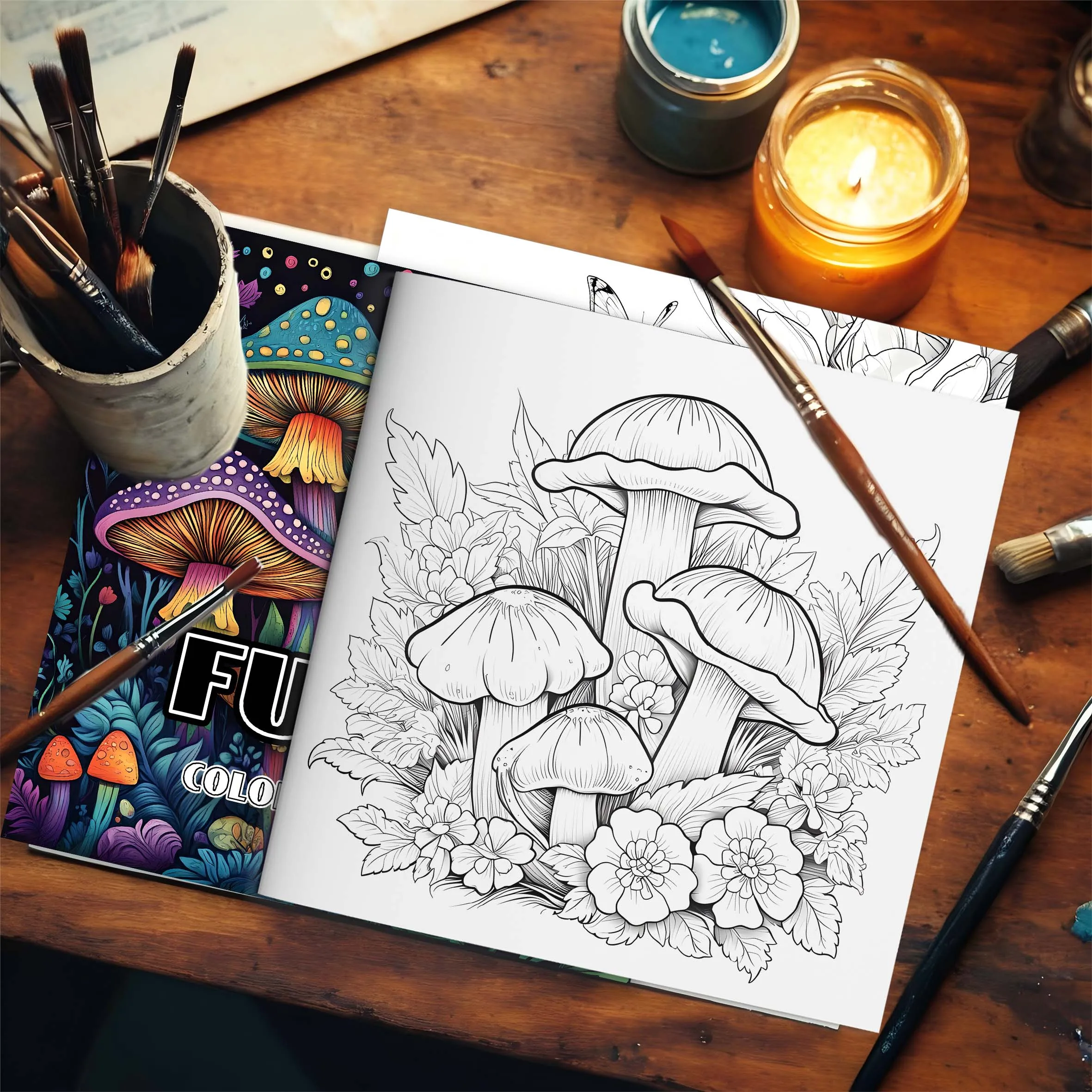 Fungi Coloring Book 24 Page Adult Picture Books Gift For Birthday Party Relieve Stress Kill Time Graffiti Painting Drawing Art 3