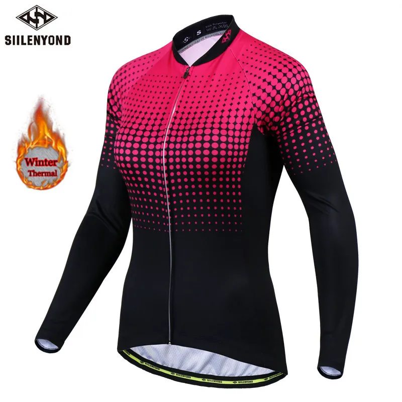 

SIILENYOND Winter Plush warm women's cycling wear top Wear cycling clothes Athletic Wear