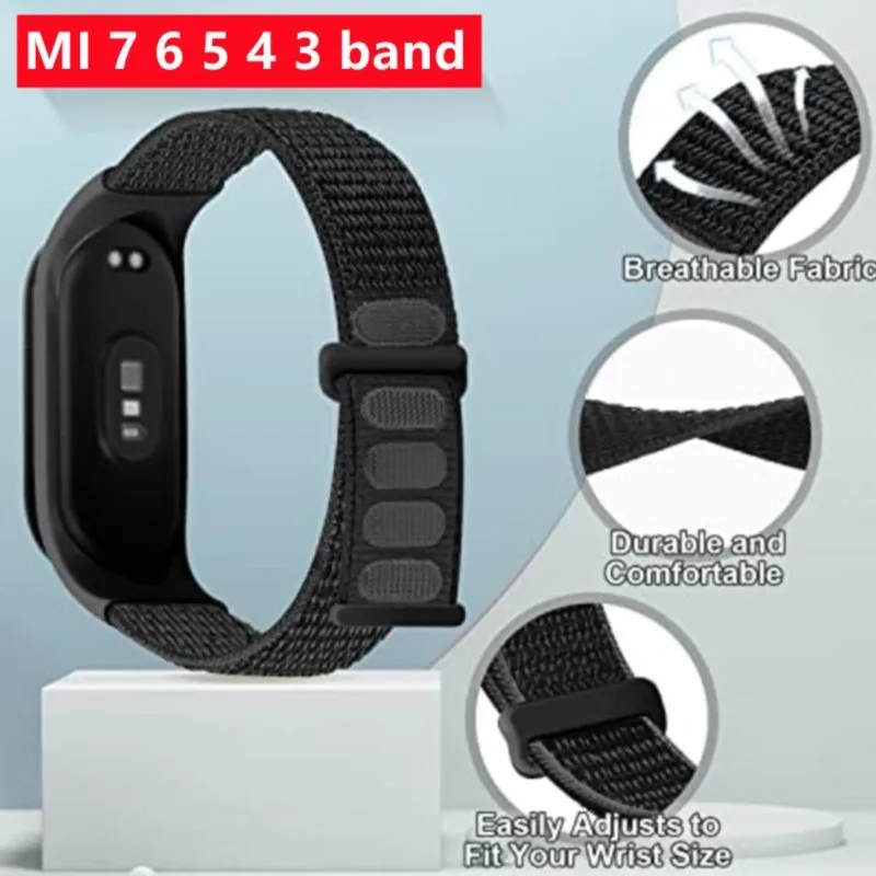 

Watchband For xiaomi mi band 6 7 belt NFC smart watch Wrist Nylon loop pulseira Miband Bracelet correa Mi band 7 6 5 4 3 Strap