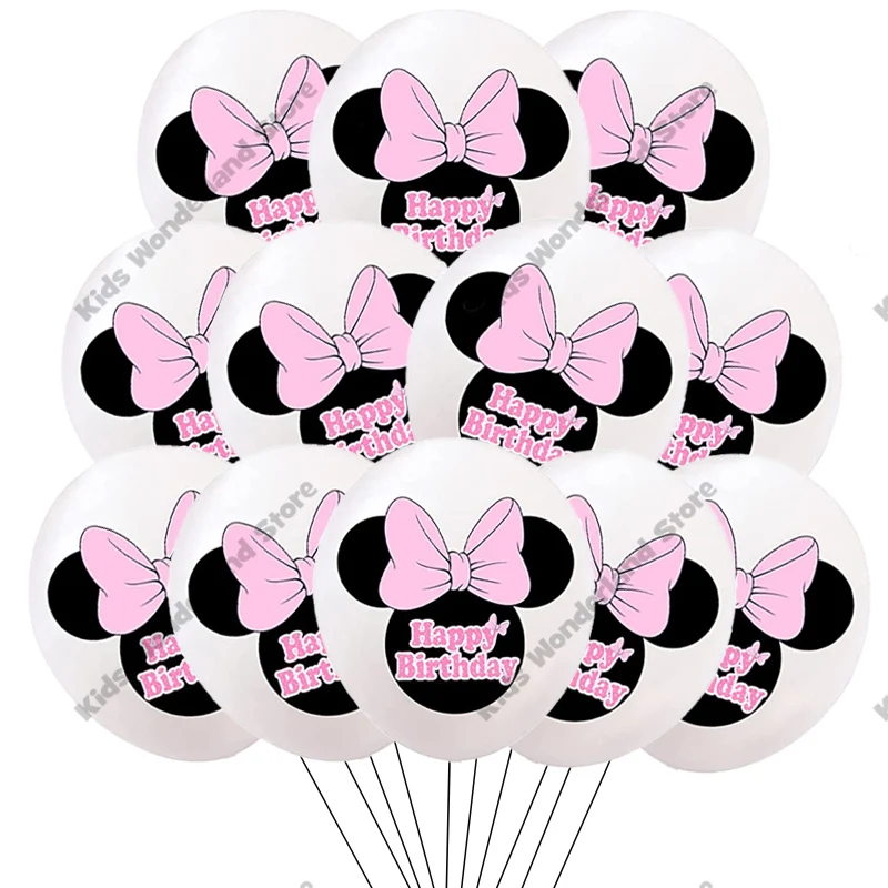thumbnail image 1 of Globos de látex para fiesta de cumpleaños con temática de Minnie Mouse, 10 o 20 unidades, 12 pulgadas, suministros para fiestas, decoraciones para fiestas de baby shower para niñas, regalos, 1 of 4