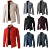 Thickened Fleece Lined Knitted Sweater Stand Collar Men's Outerwear European Size Trendy Spring Autumn Casual Wear from Mainland