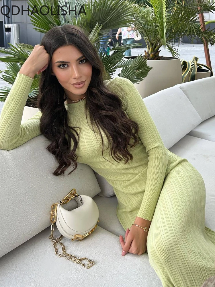 

Women's Long Dress Sweater 2023 Autumn Winter New in Casual Fashion Slim Fit Long Sleeve Knitted Long Dress Women's Clothing